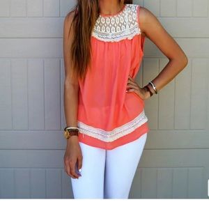 Crochet trim tank top